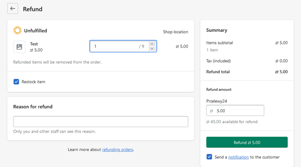Refund details Refund details