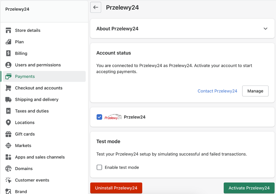 Konfiguracja modułu Przelewy24 Konfiguracja modułu Przelewy24